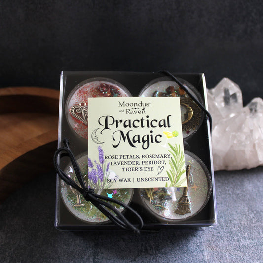 Practical Magic Tealight Crystal Candles | Set of 4 Ritual Candles