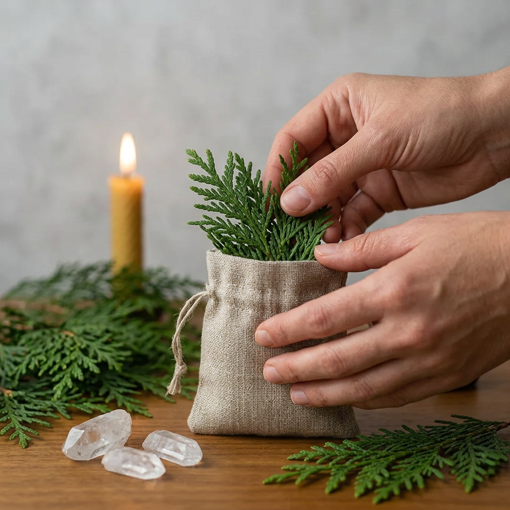 Cedar leaf sachet preparation