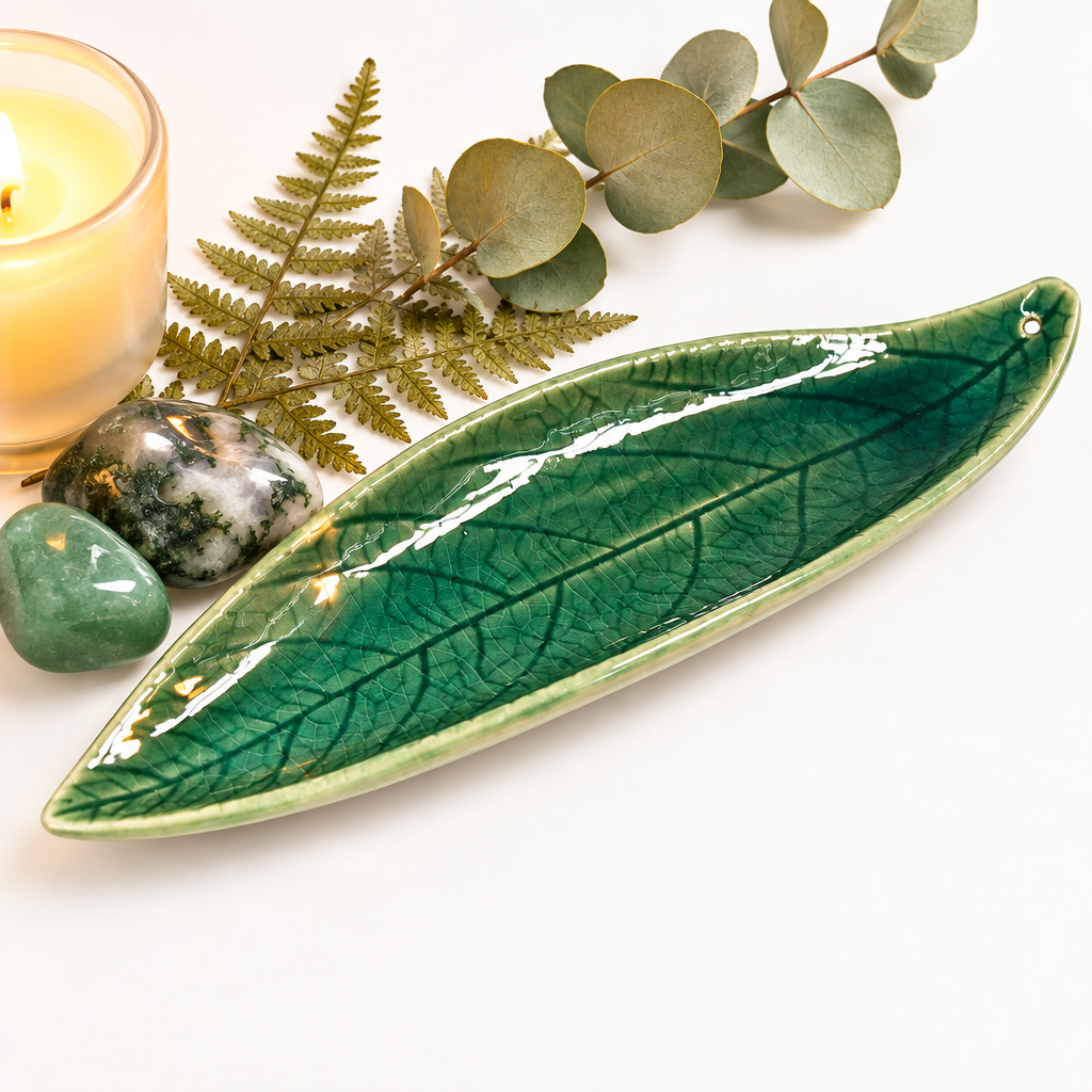 Ceramic Leaf Incense Holder Hero