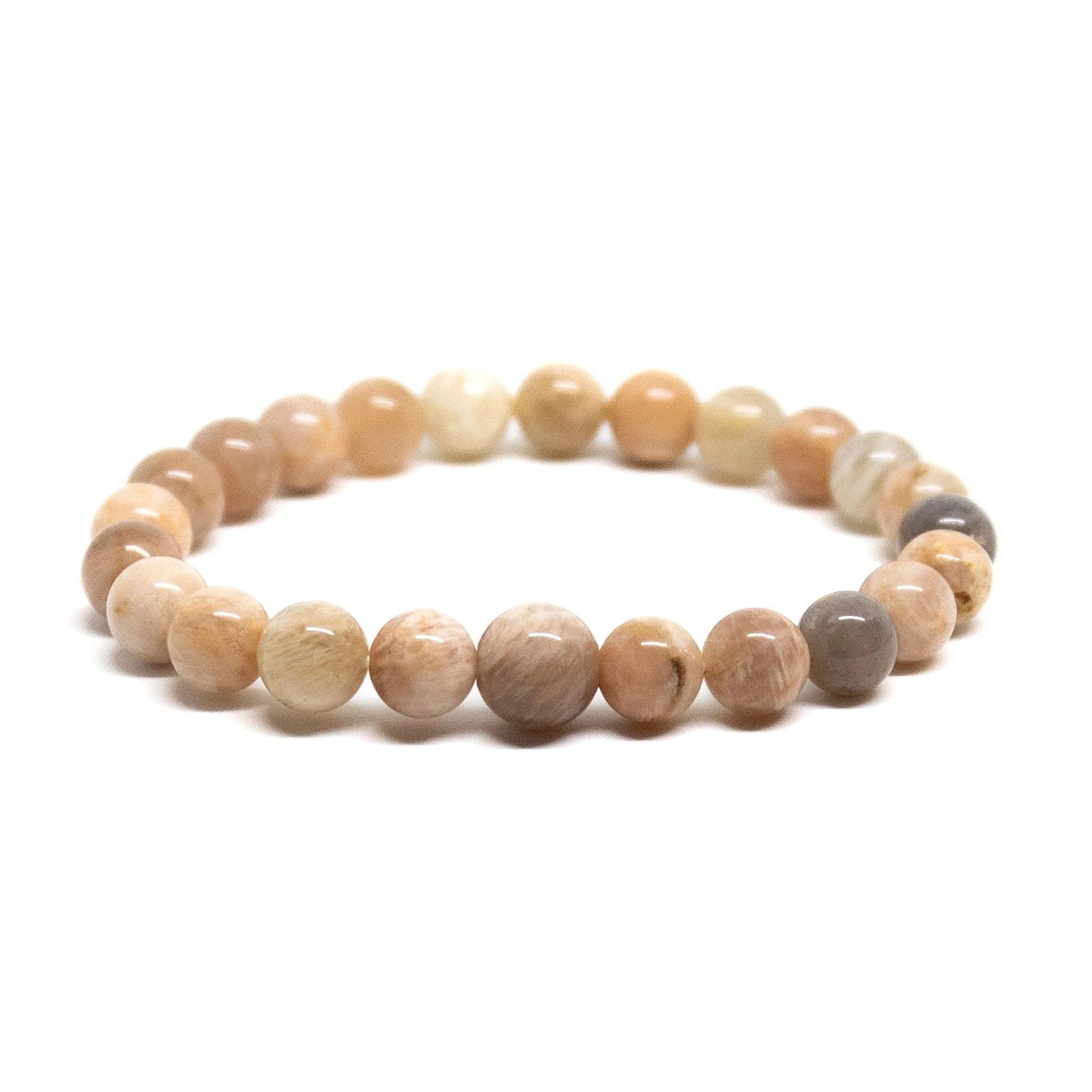 Peach Moonstone  Beaded Bracelet - Wrist Mala - 8mm