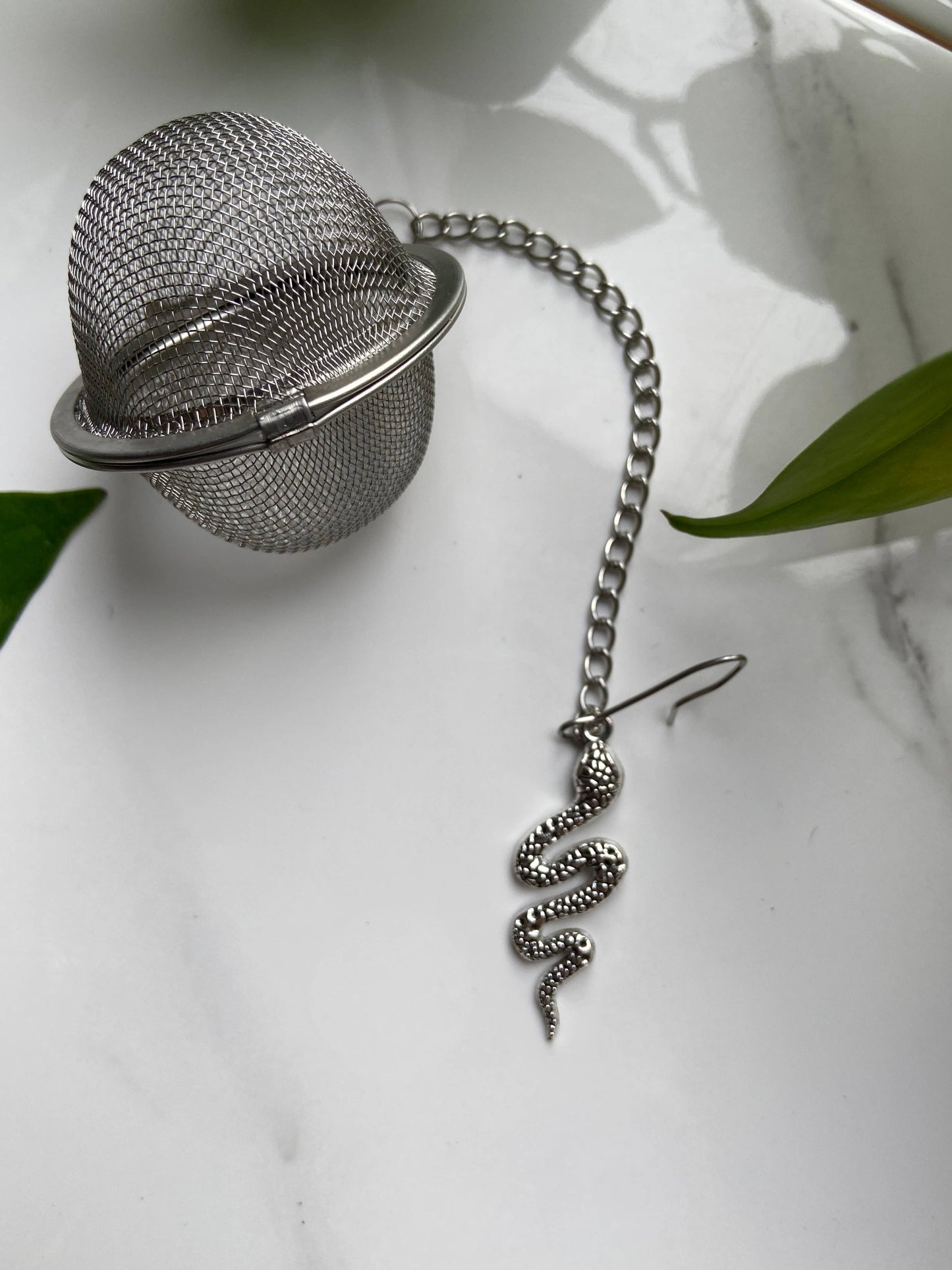 Silver Snake Witchy Tea Ball Infuser – 2" Stainless Steel Loose Leaf Strainer
