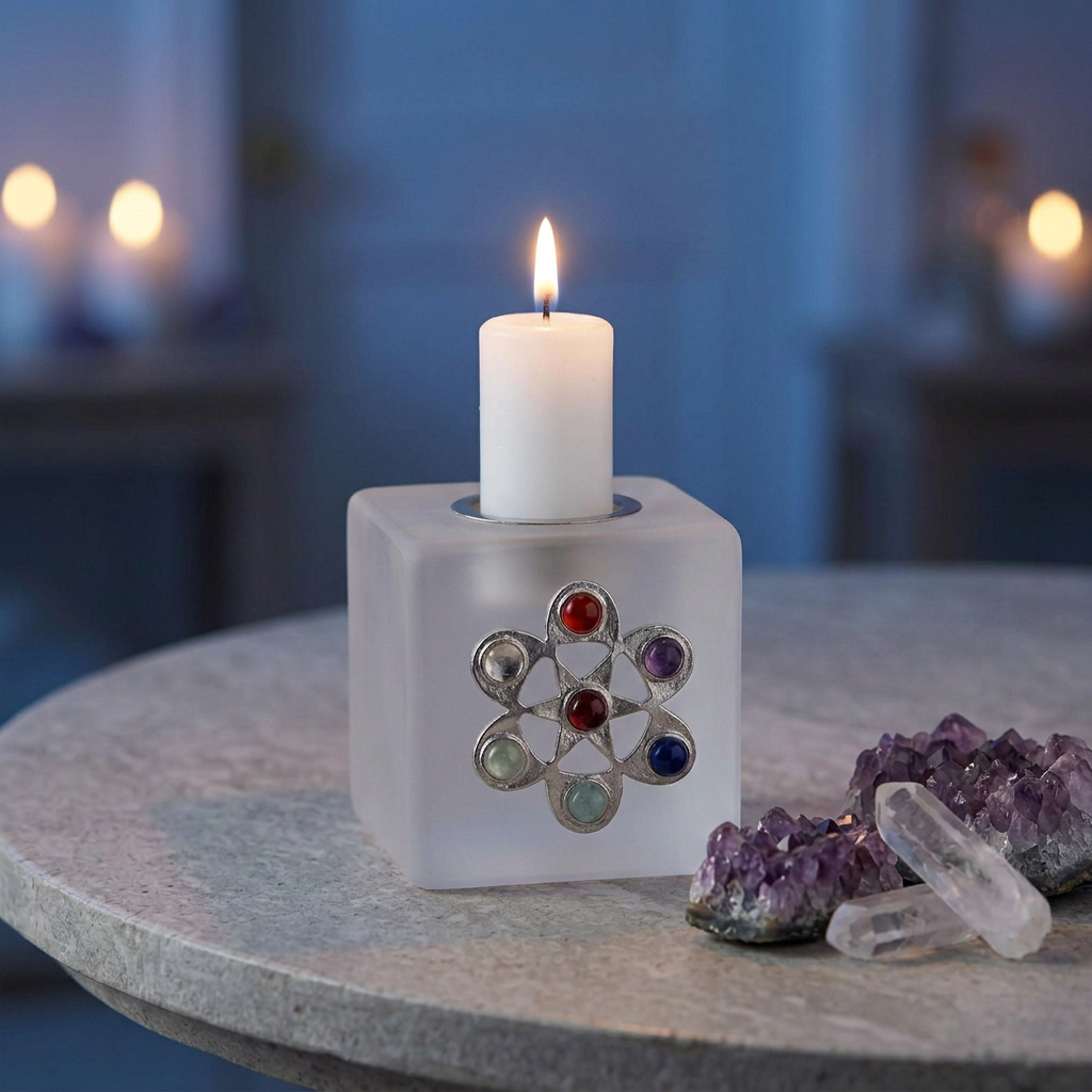 Chakra holder with thicker chime candle