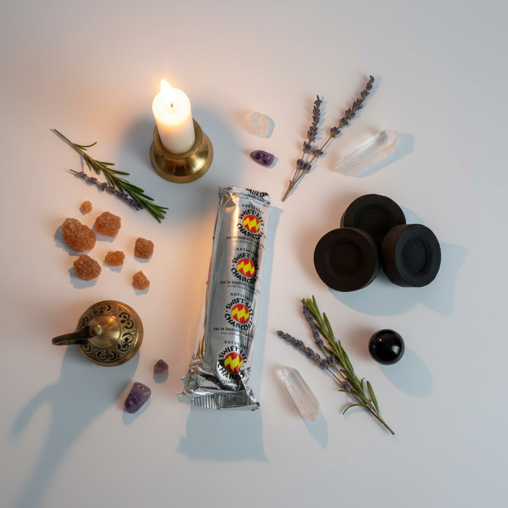 Charcoal Discs Flat Lay