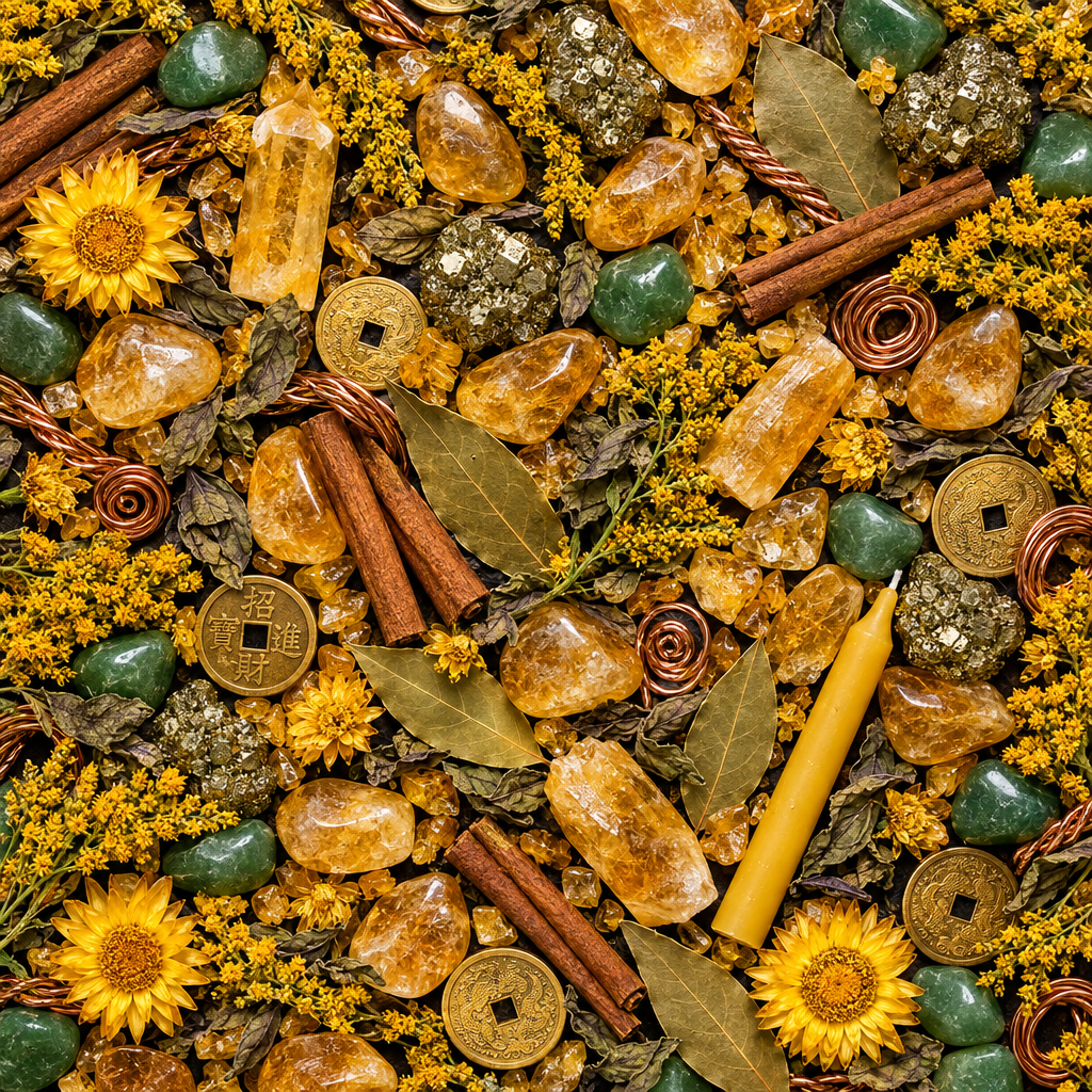 Citrine Crystal Tree Burner Flat Lay