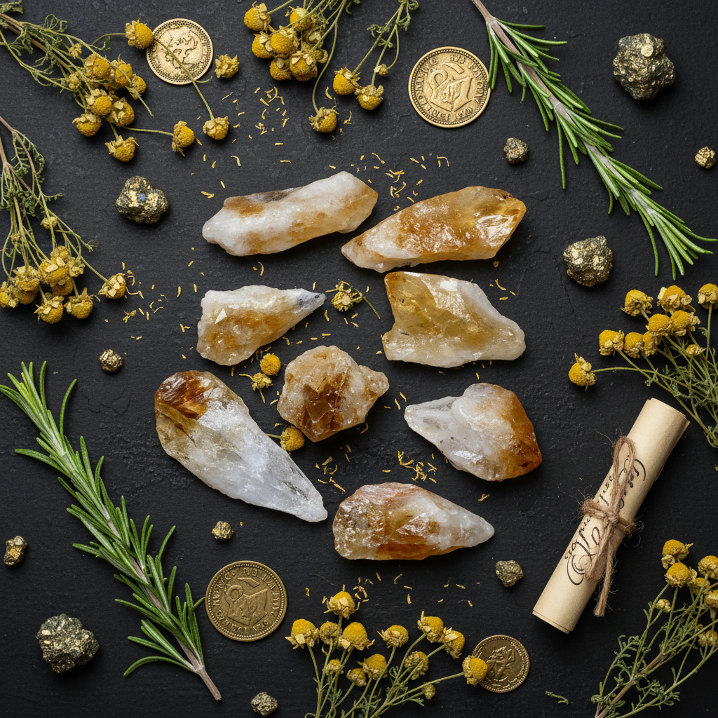 Citrine Natural Points Flat Lay