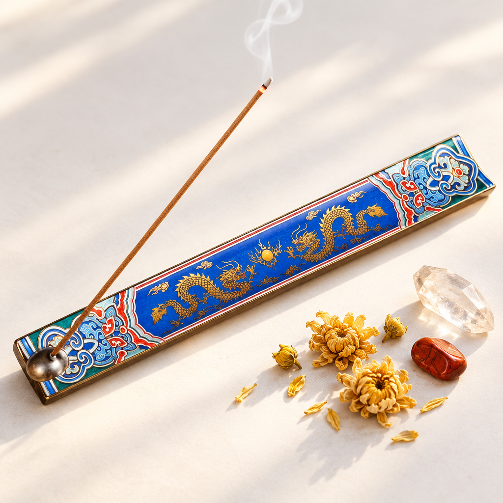 Cloisonné Dragon Incense Holder Hero