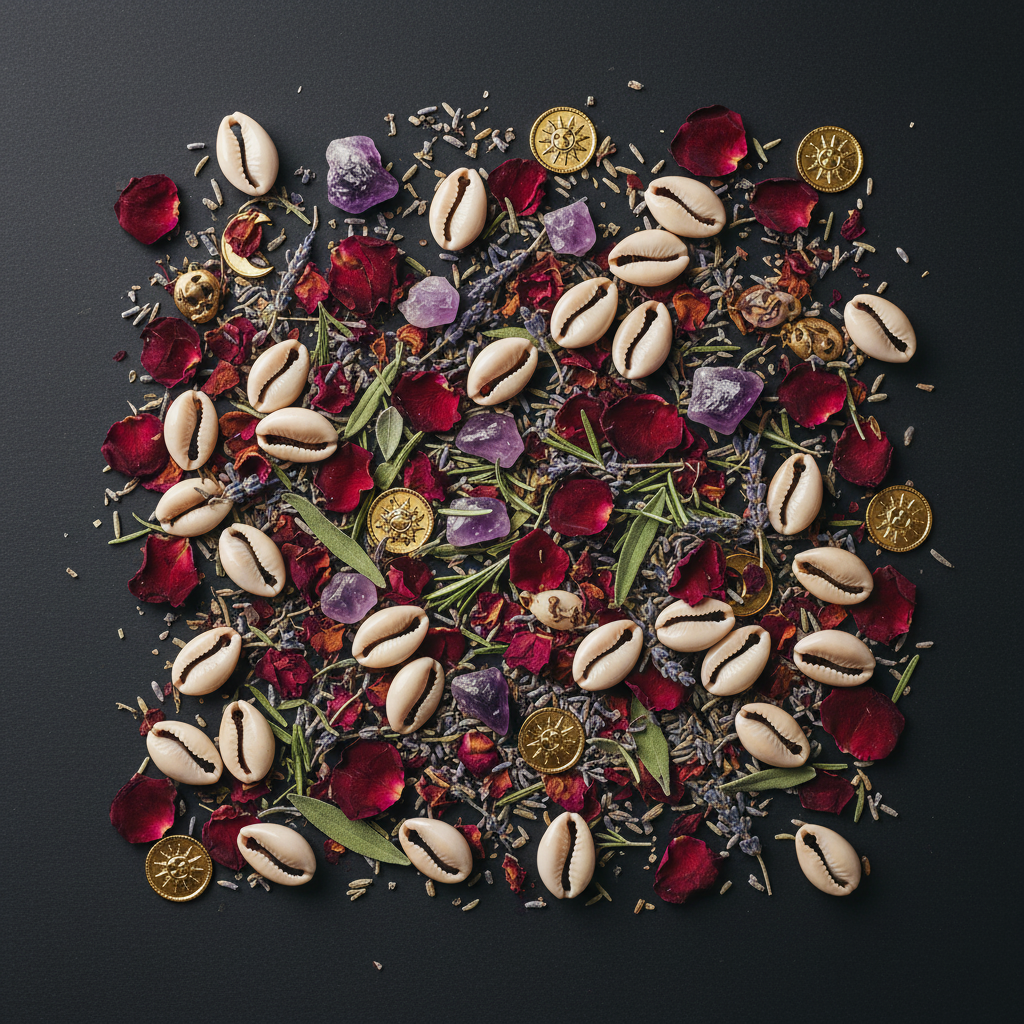 Cowrie Shells Flat Lay