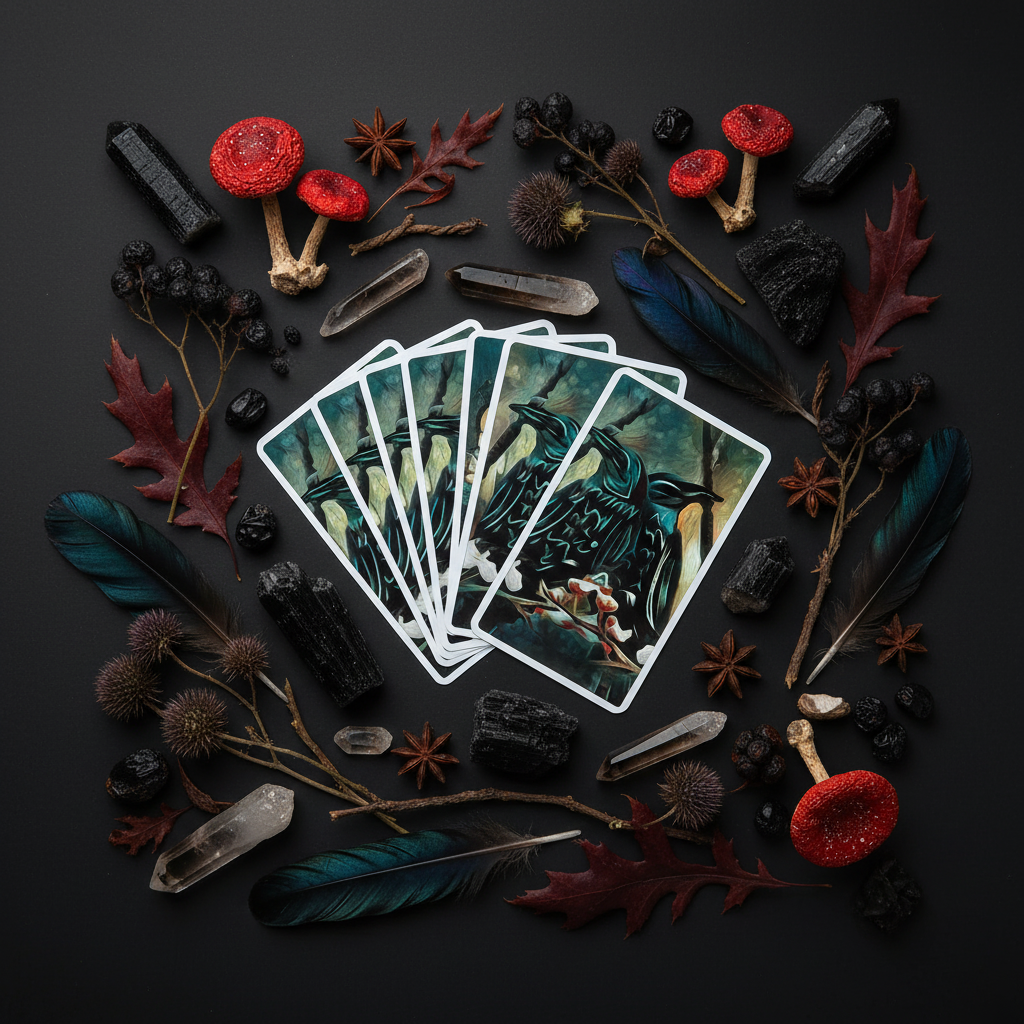 Crow Tarot Pocket Edition Flat Lay