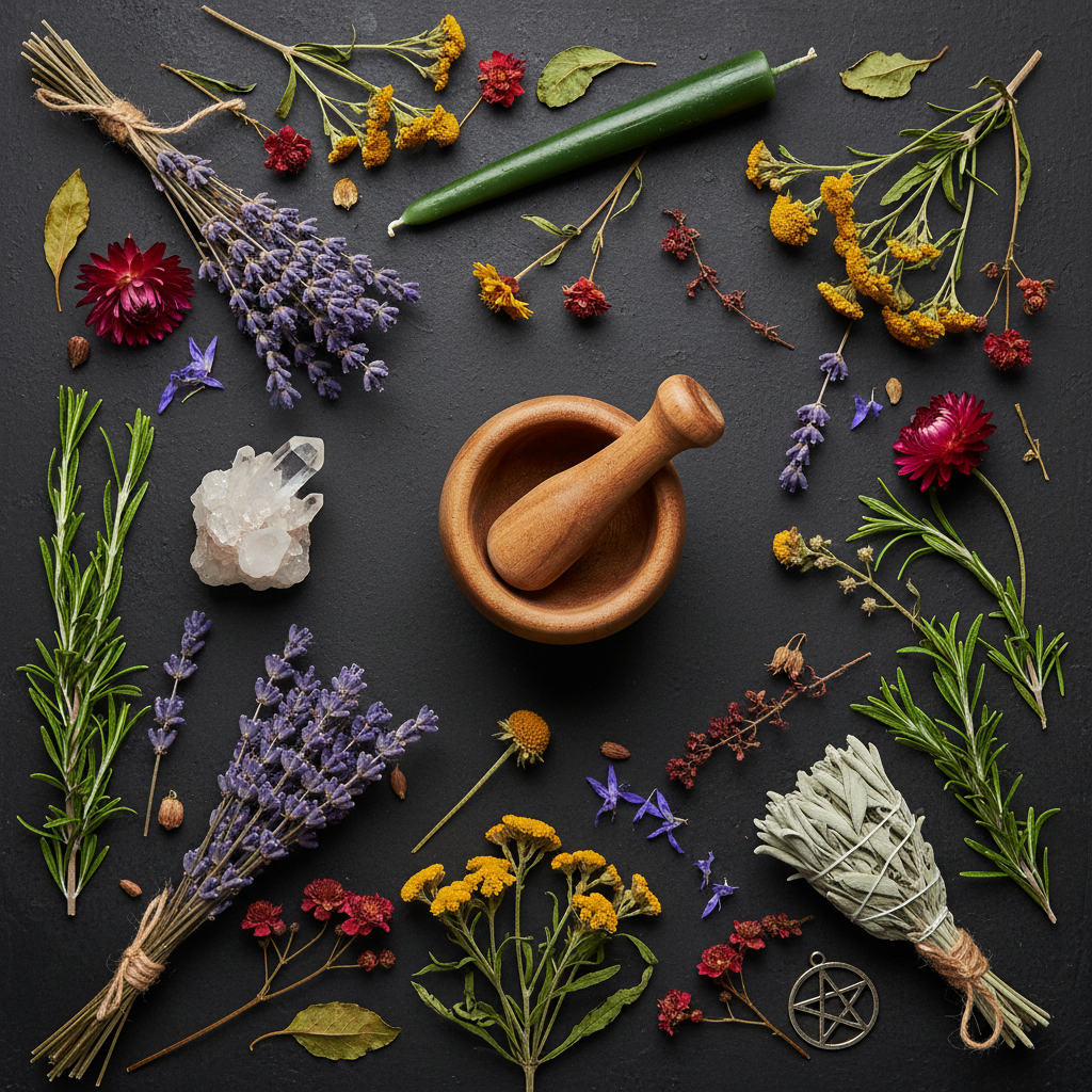 Cunningham's Encyclopedia of Magical Herbs - Flat Lay