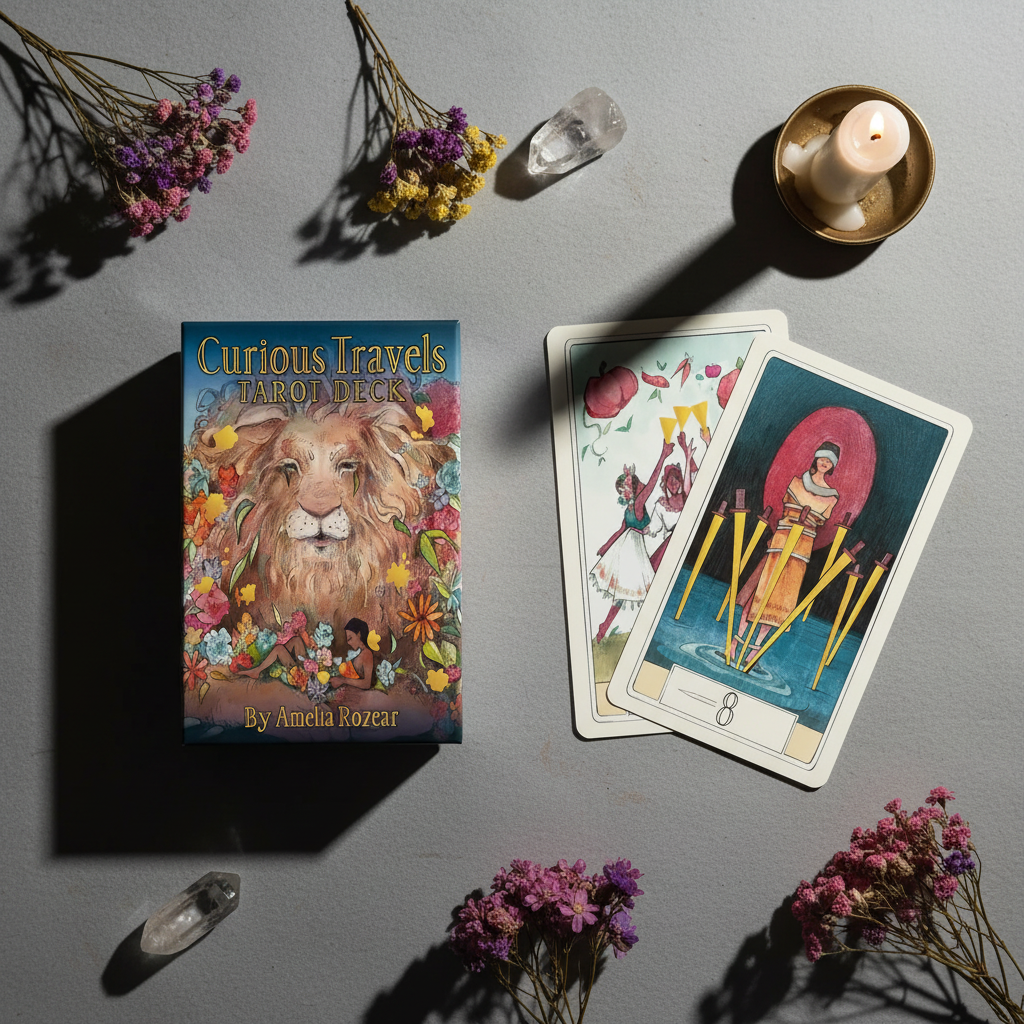 Curious Travels Tarot Flat Lay