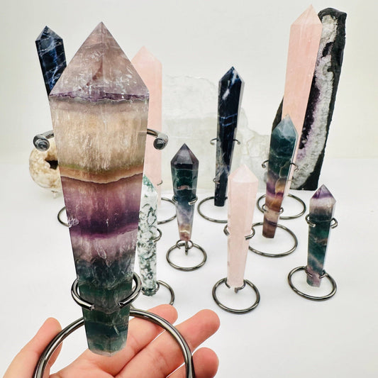 Crystal Wands on Metal Stand