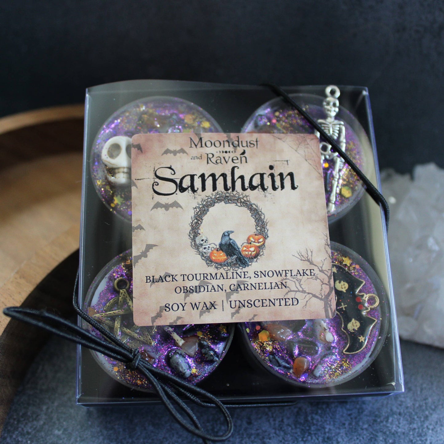 Samhain Tealight Crystal Candles, Sabbat Ritual Candles
