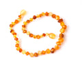 Baltic Amber Necklace - Raw Duo Light Gold & Caramel Circle 11"