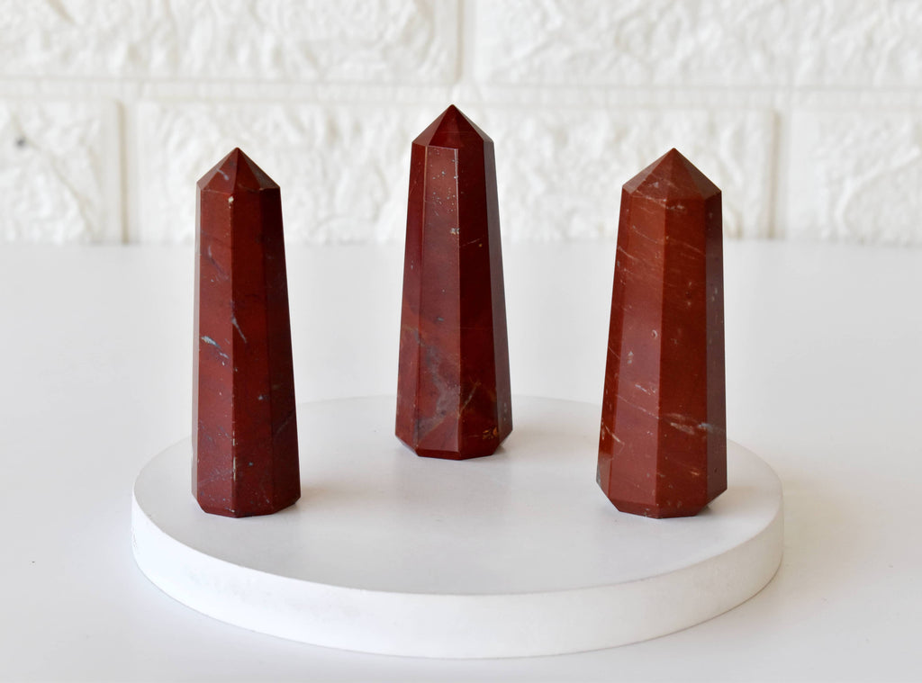 Red Jasper Crystal Tower | Healing Obelisk Point | Natural Gemstone Tower