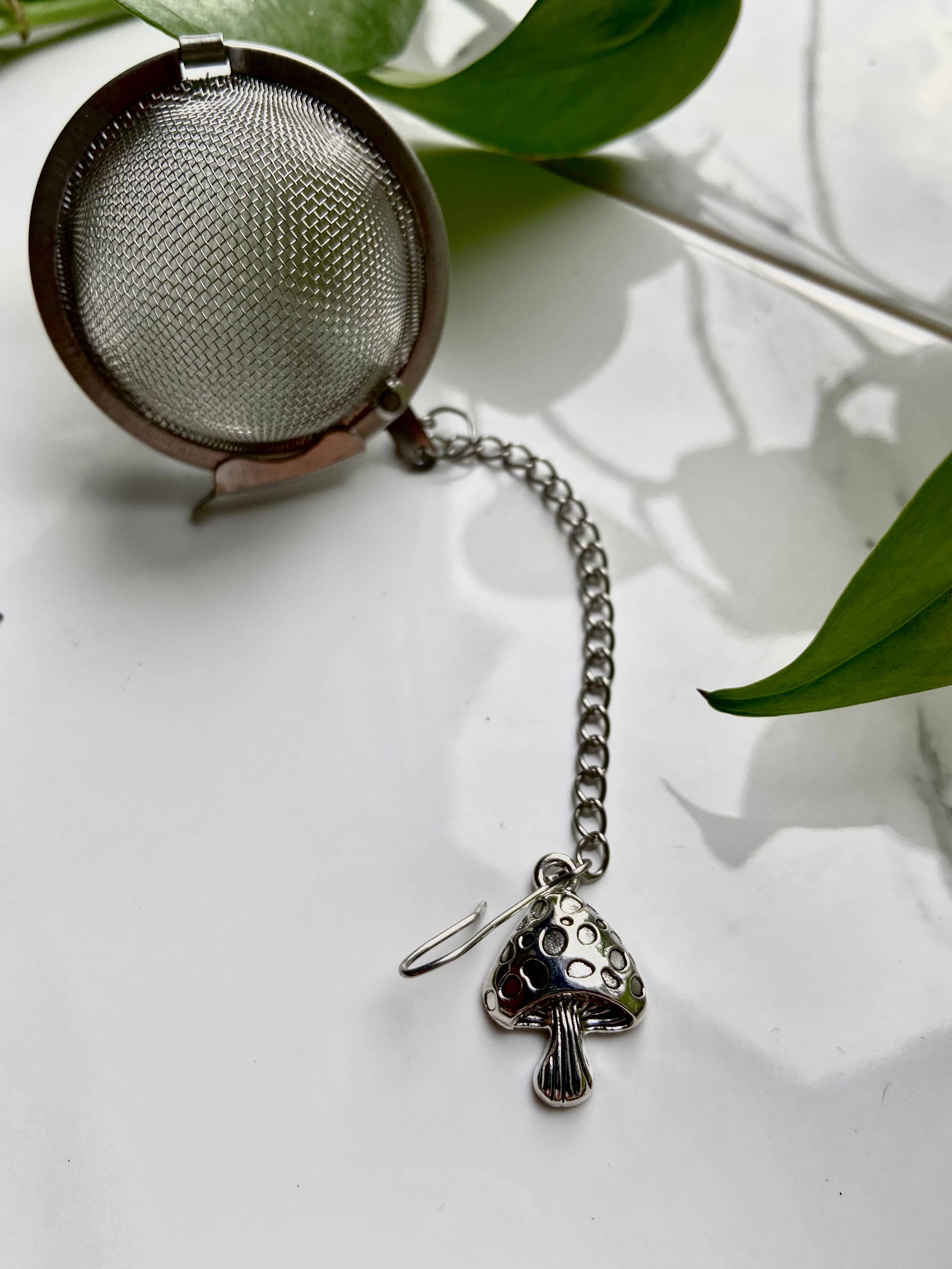 Silver Mushroom Fairy Tea Ball Infuser – 2" Stainless Steel Loose Leaf Strainer