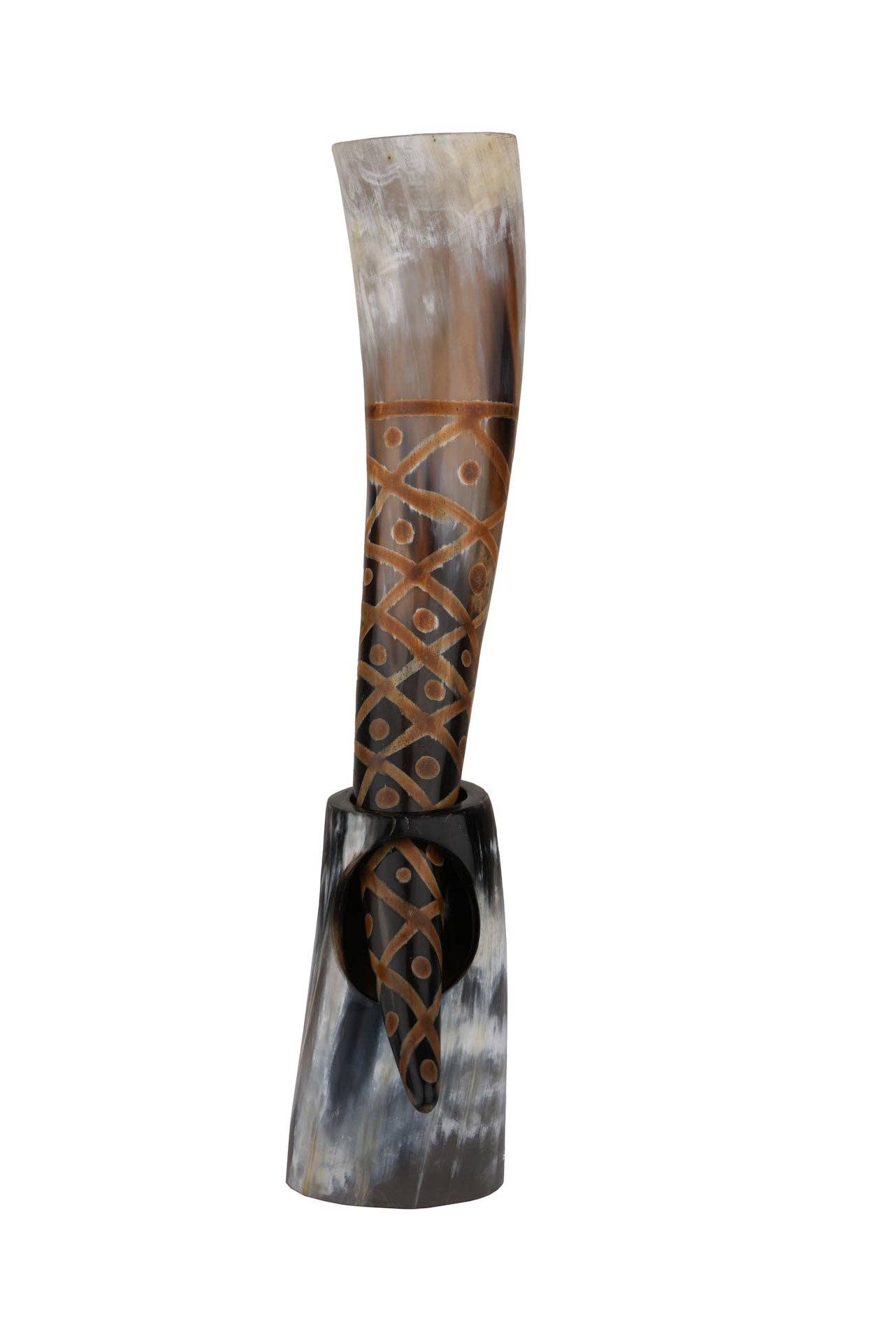 Real Viking Drinking Horn with Stand Cups Vessels, 14"