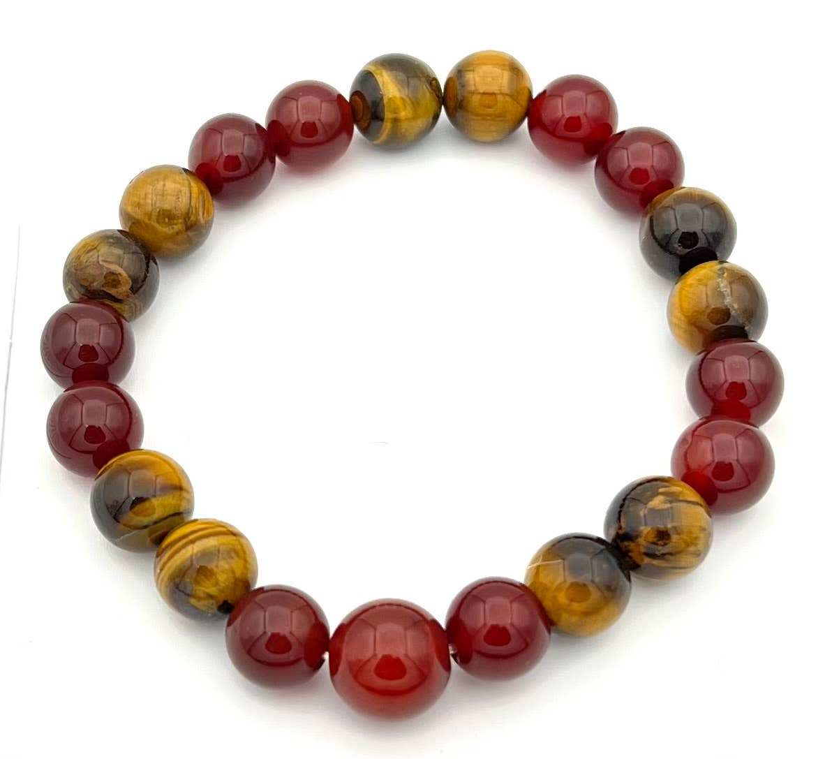 Large Size Carnelian & Tiger Eye Bracelet Wrist Mala 10mm