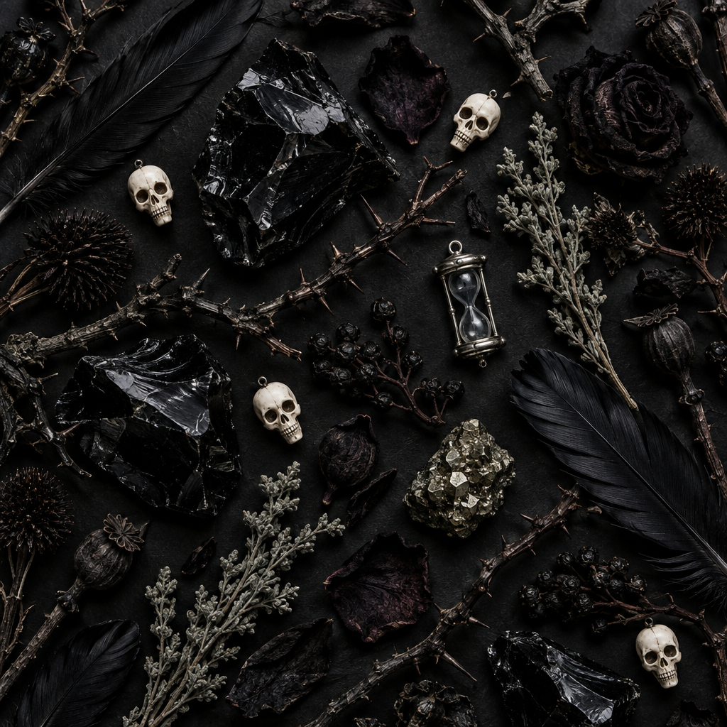 Dark Mirror Oracle Flat Lay