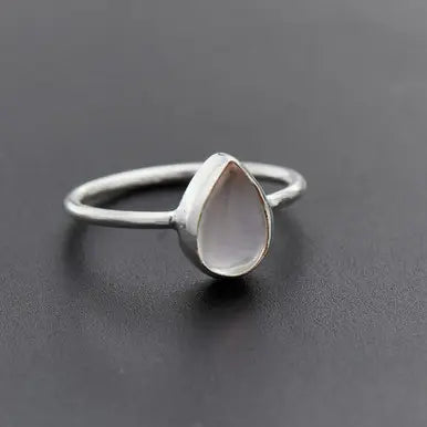 Rose Quartz Teardrop Sterling Silver Size 9