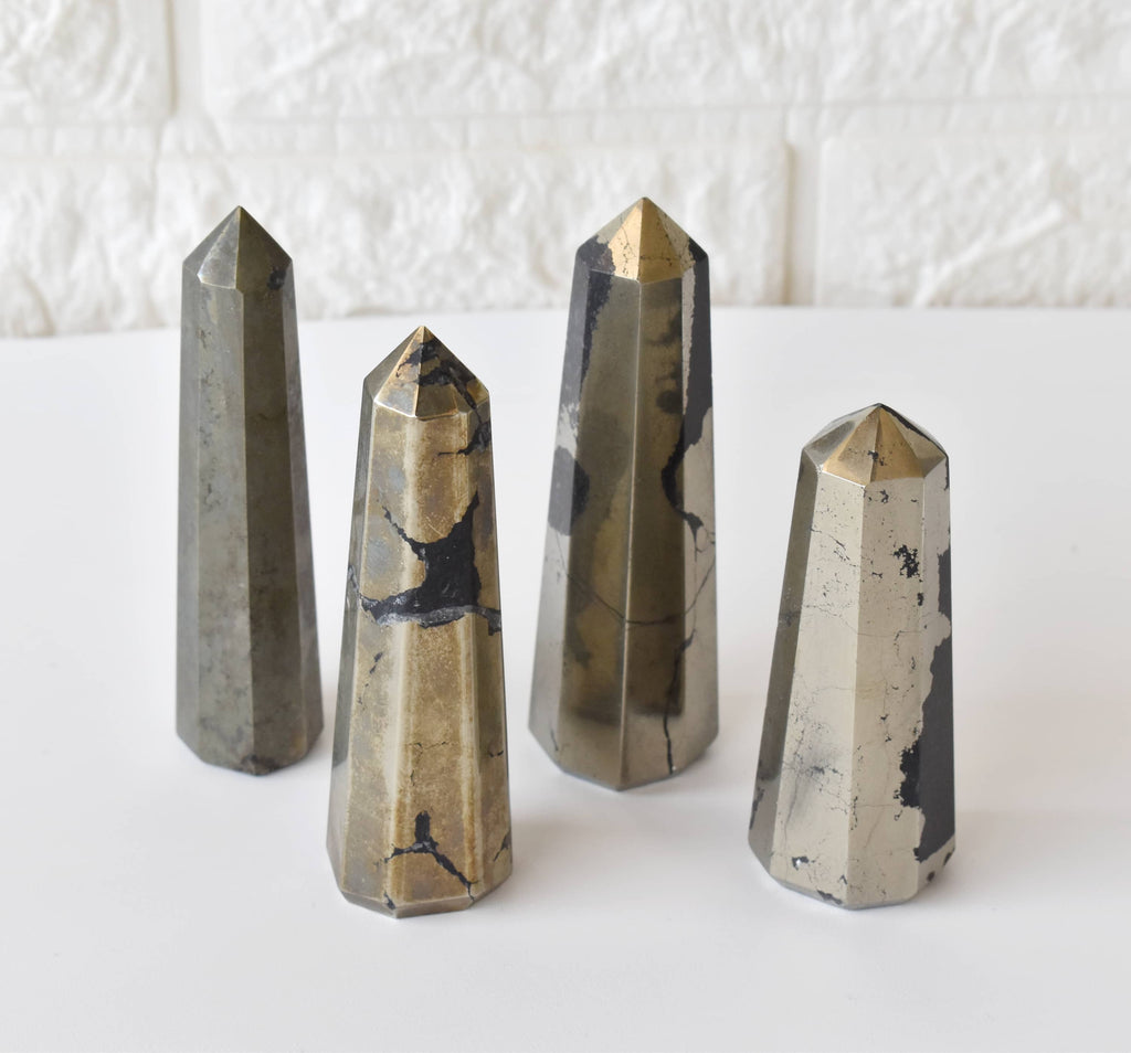 Pyrite Crystal Tower | Healing Obelisk Point | Natural Gemstone Tower