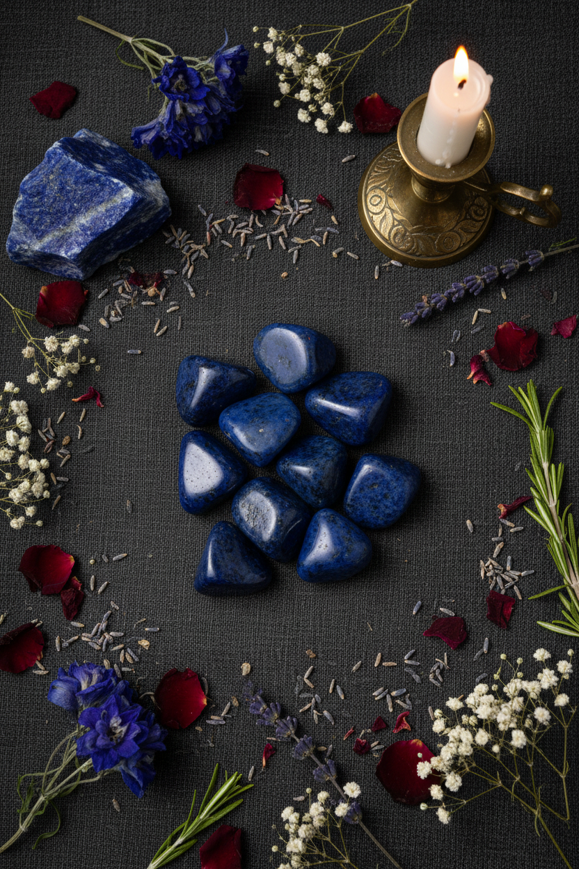 Dumortierite Tumbles Flat Lay