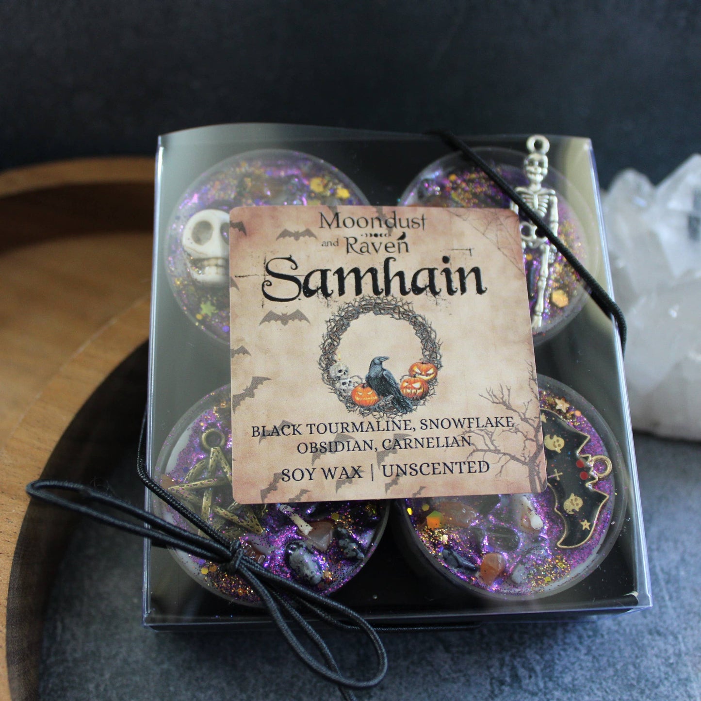 Samhain Tealight Crystal Candles, Sabbat Ritual Candles