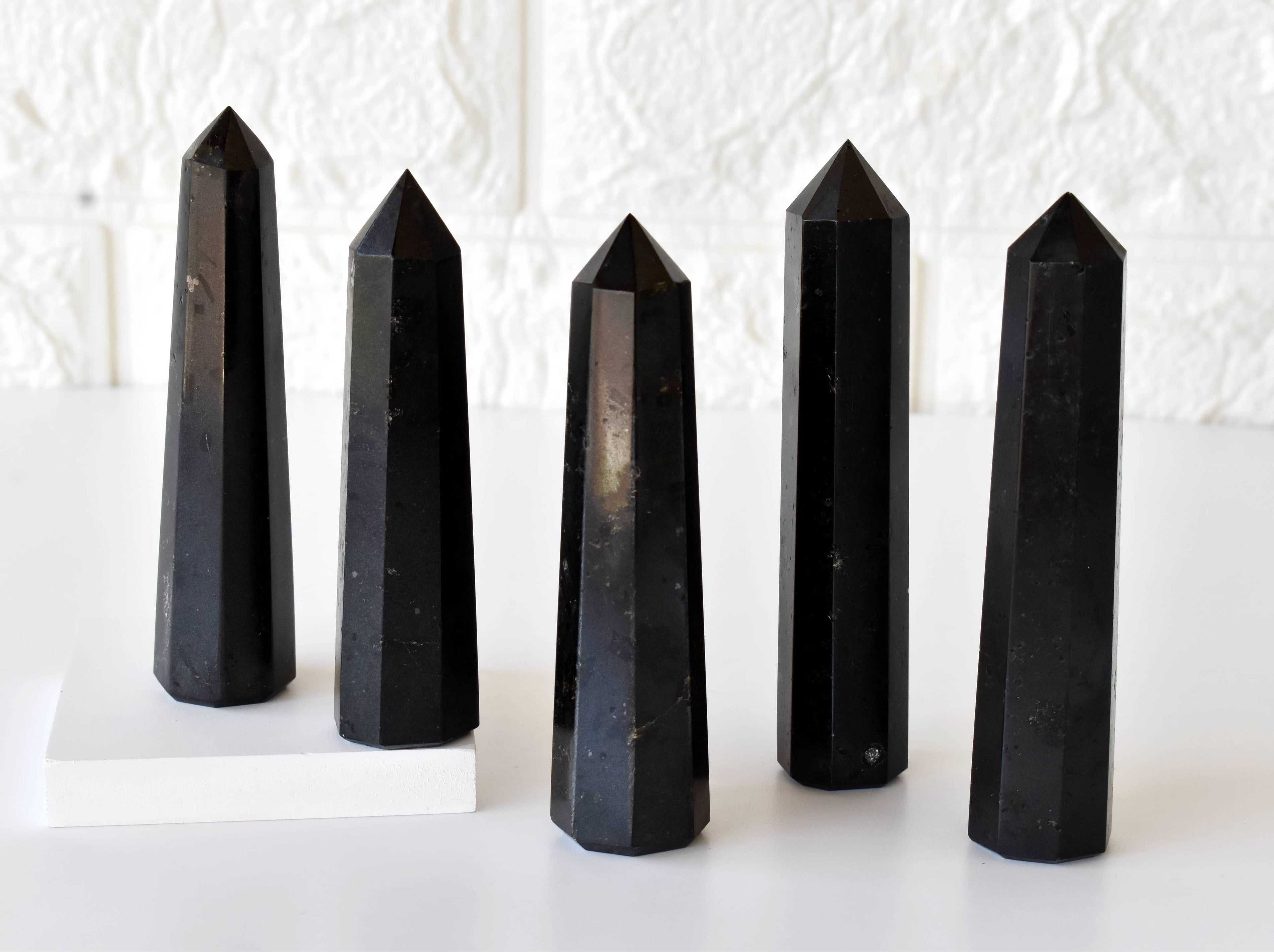 Black Tourmaline Crystal Tower | Healing Obelisk Point | Natural Gemstone Tower