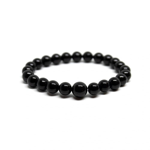 Black Obsidian Beaded Bracelet 6mm - Average Wrist