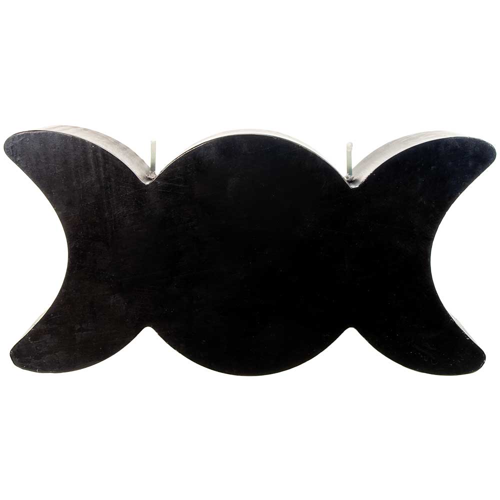 Triple Moon Pentacle Candle - Black & Silver Intention Candle