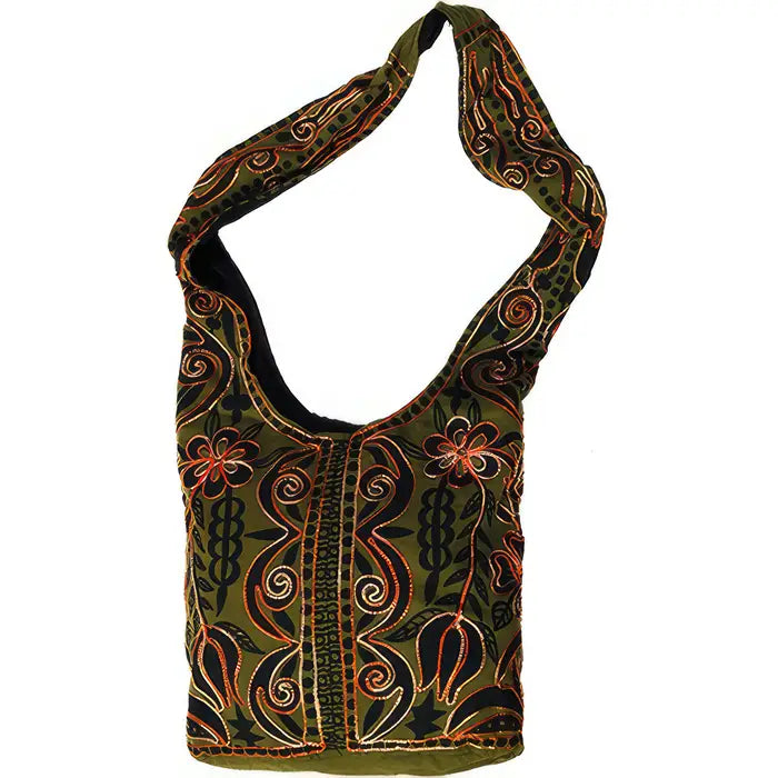 Jungle Jive Embroidered Cotton Shoulder Bag
