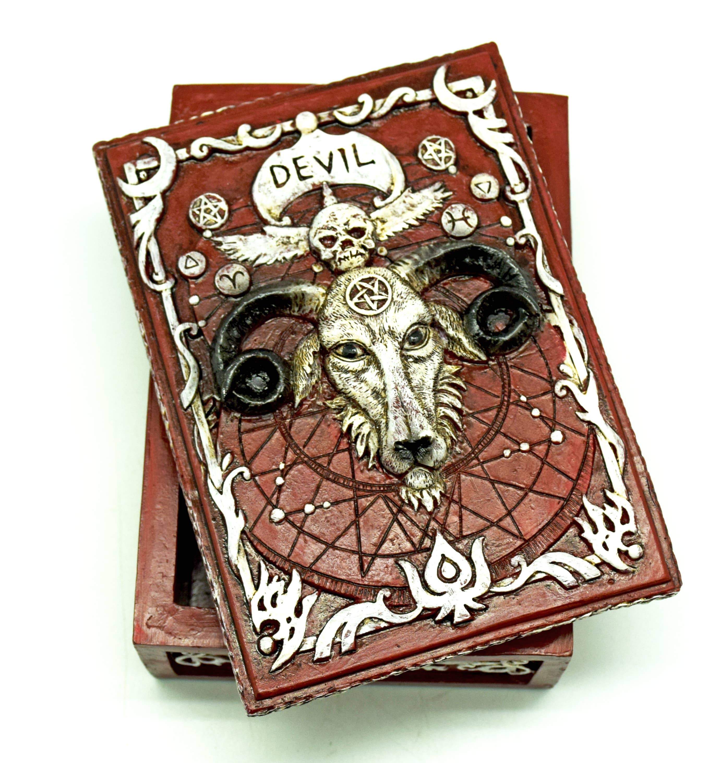 Baphomet Tarot & Trinket Box - Hand Painted Resin