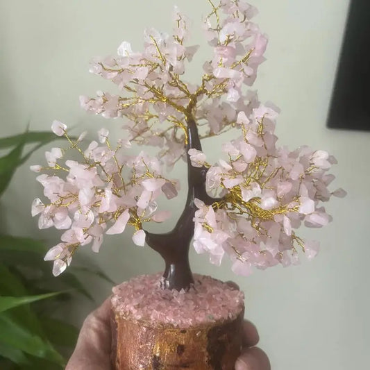 Rose Quartz Tree (500 Chips, Golden Wire)