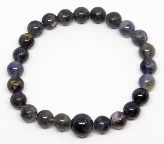Iolite Beaded Bracelet - Wrist Mala - 8mm