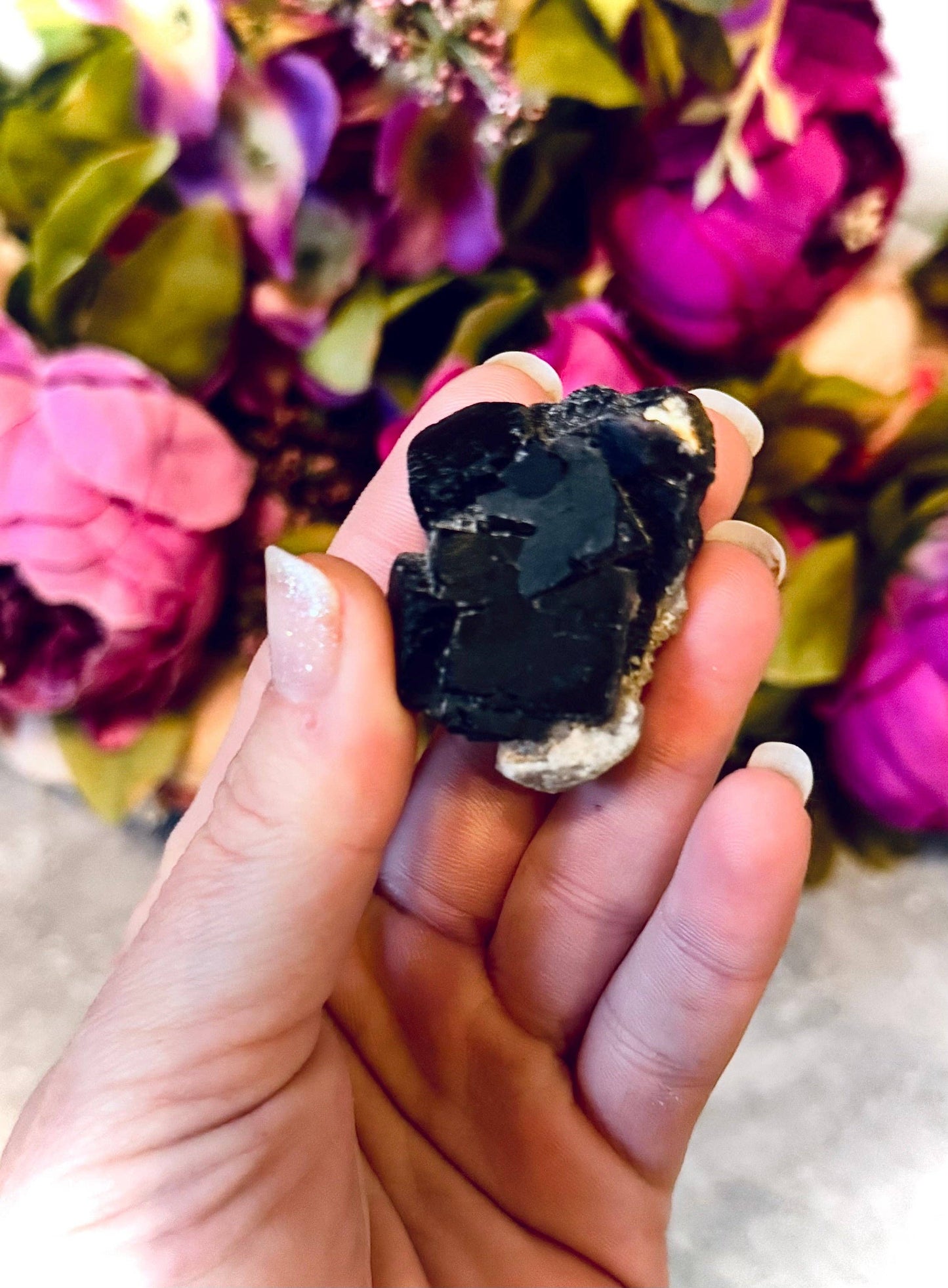 RARE Black Rose Fluorite Specimens, Fluorescent Red or Pink