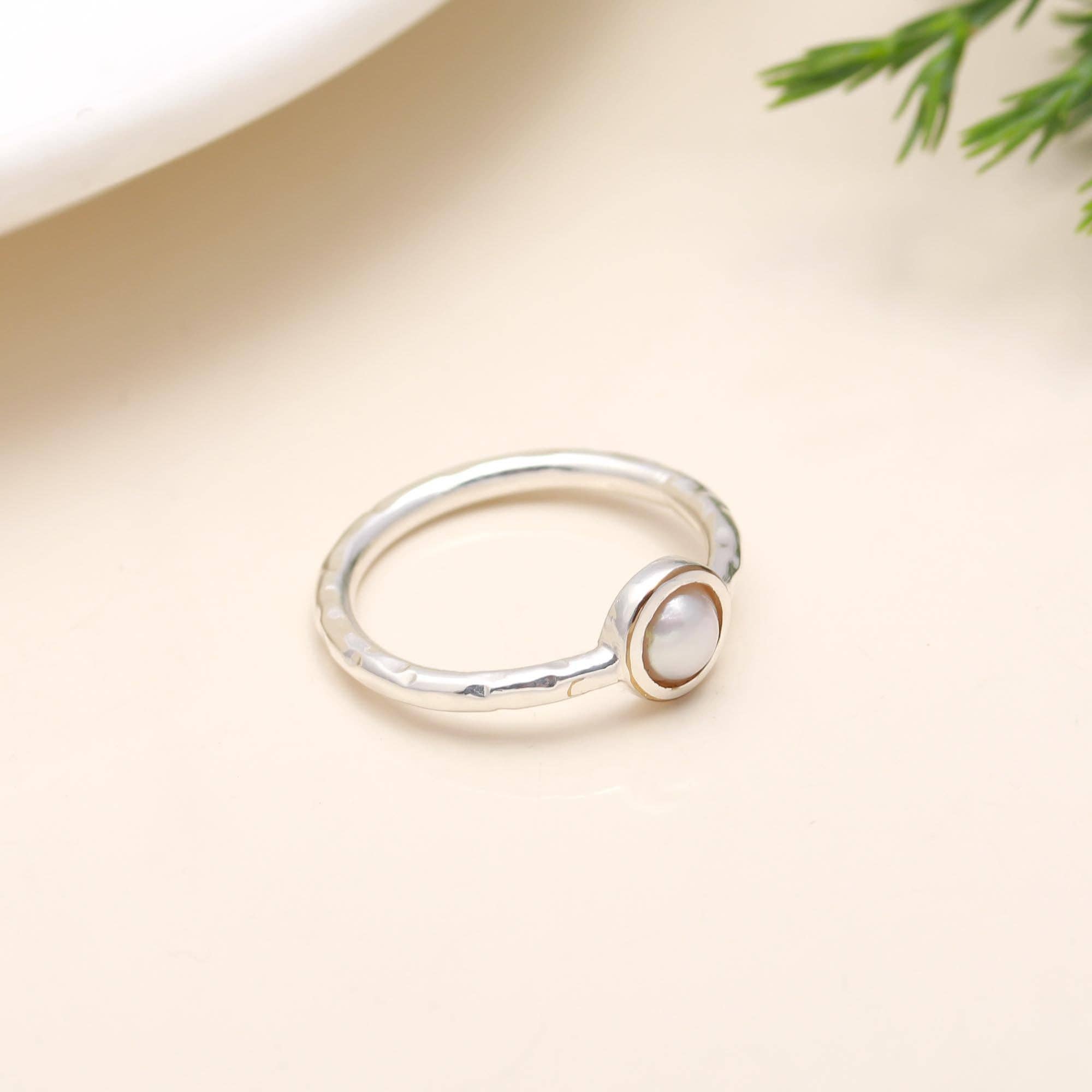 Sterling Silver Pearl Ring - 925 Silver Size 5