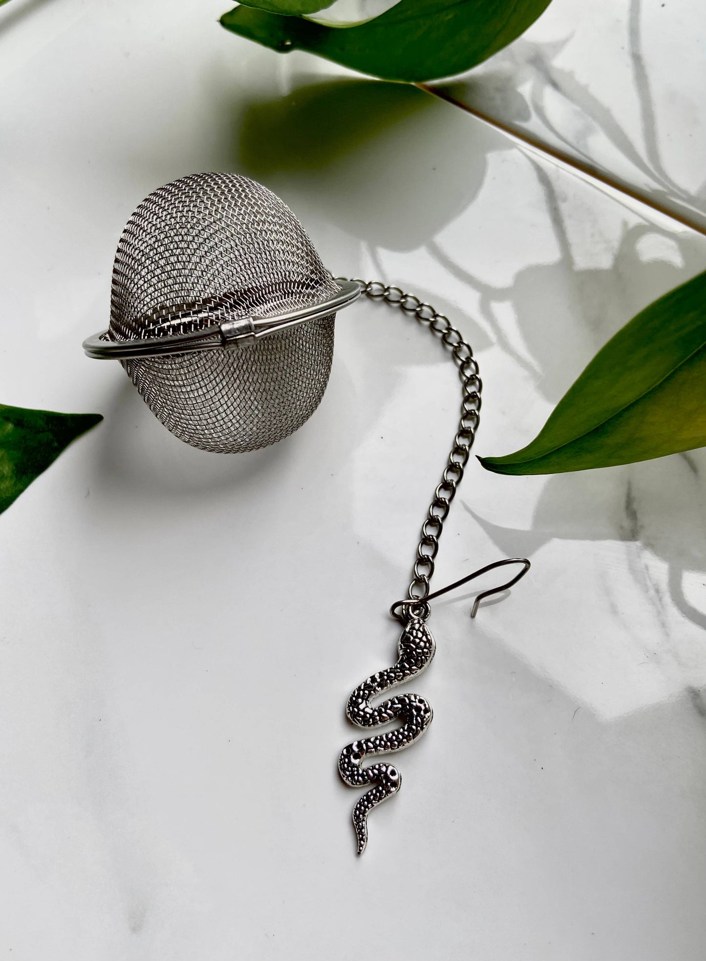 Silver Snake Witchy Tea Ball Infuser – 2" Stainless Steel Loose Leaf Strainer