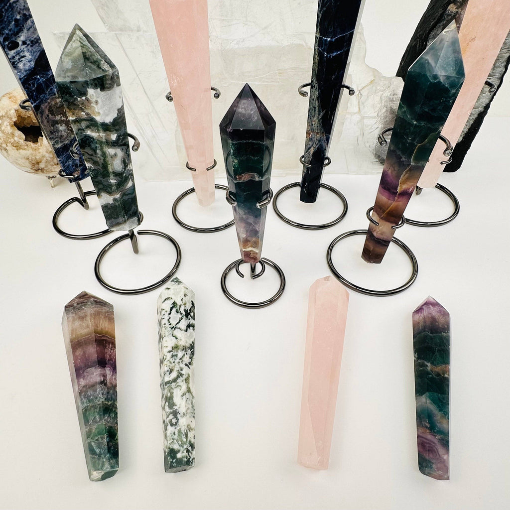 Crystal Wands on Metal Stand