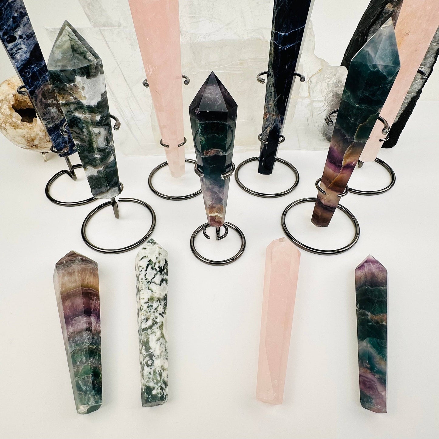 Crystal Wands on Metal Stand