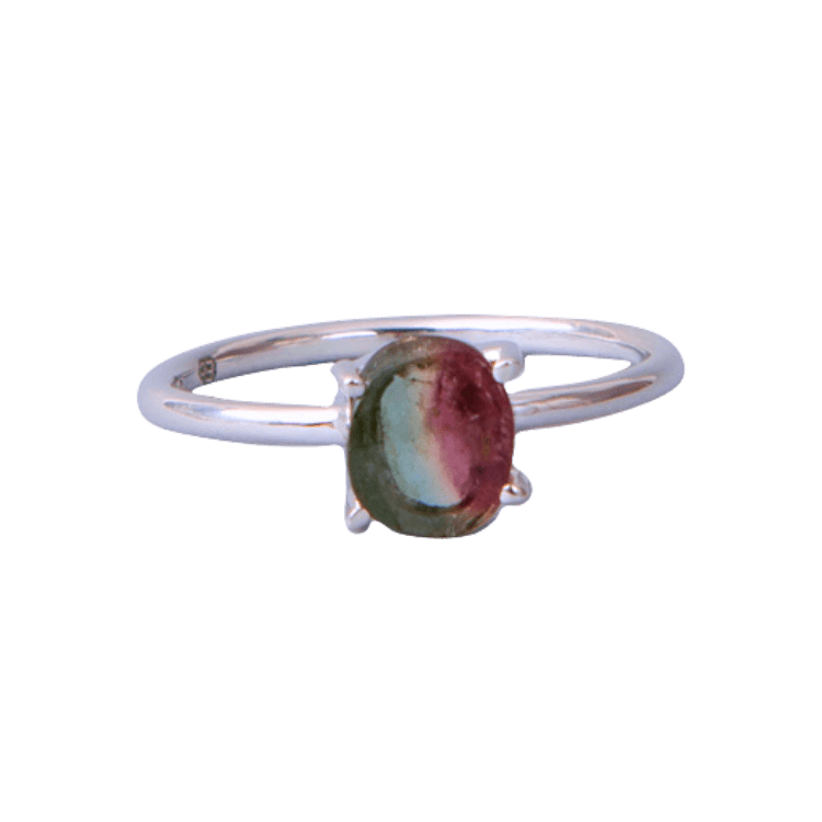Watermelon Tourmaline Ring | Sterling Silver | Size 7