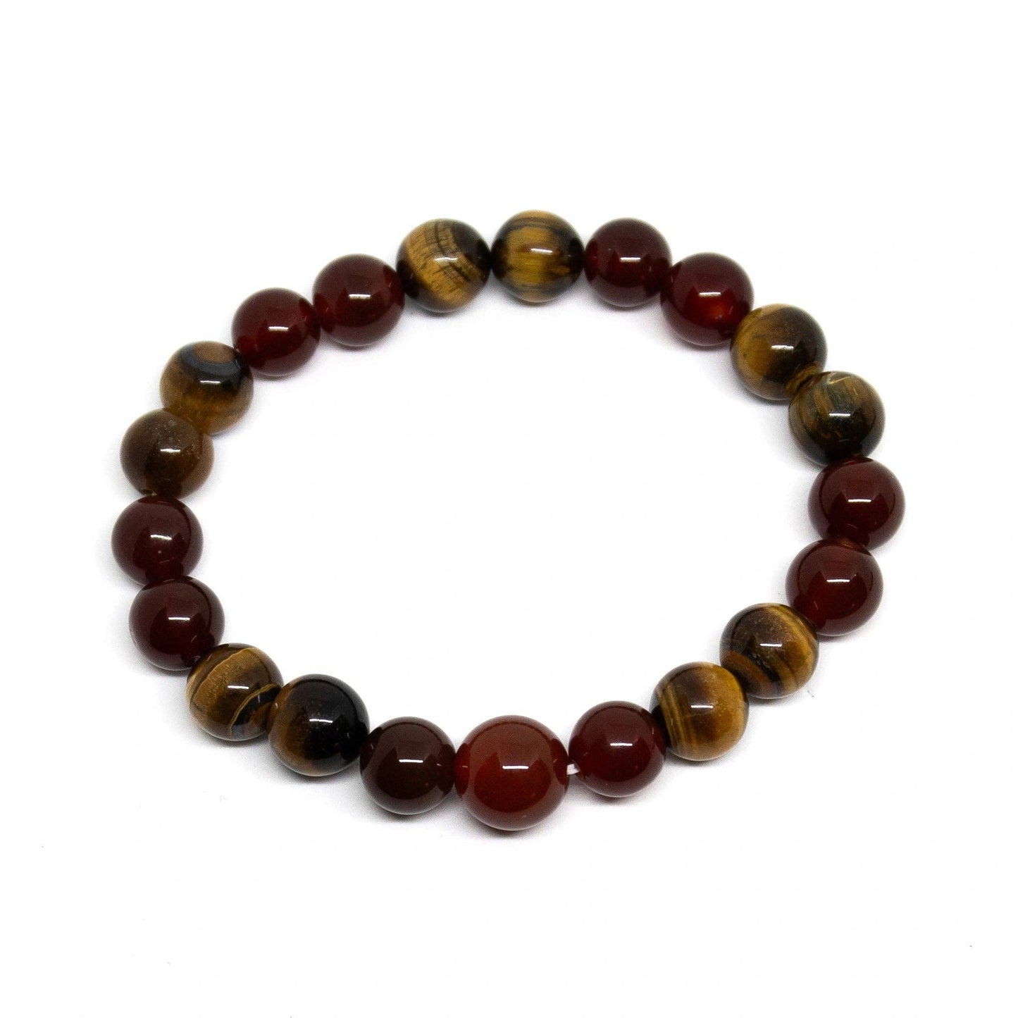 Large Size Carnelian & Tiger Eye Bracelet Wrist Mala 10mm