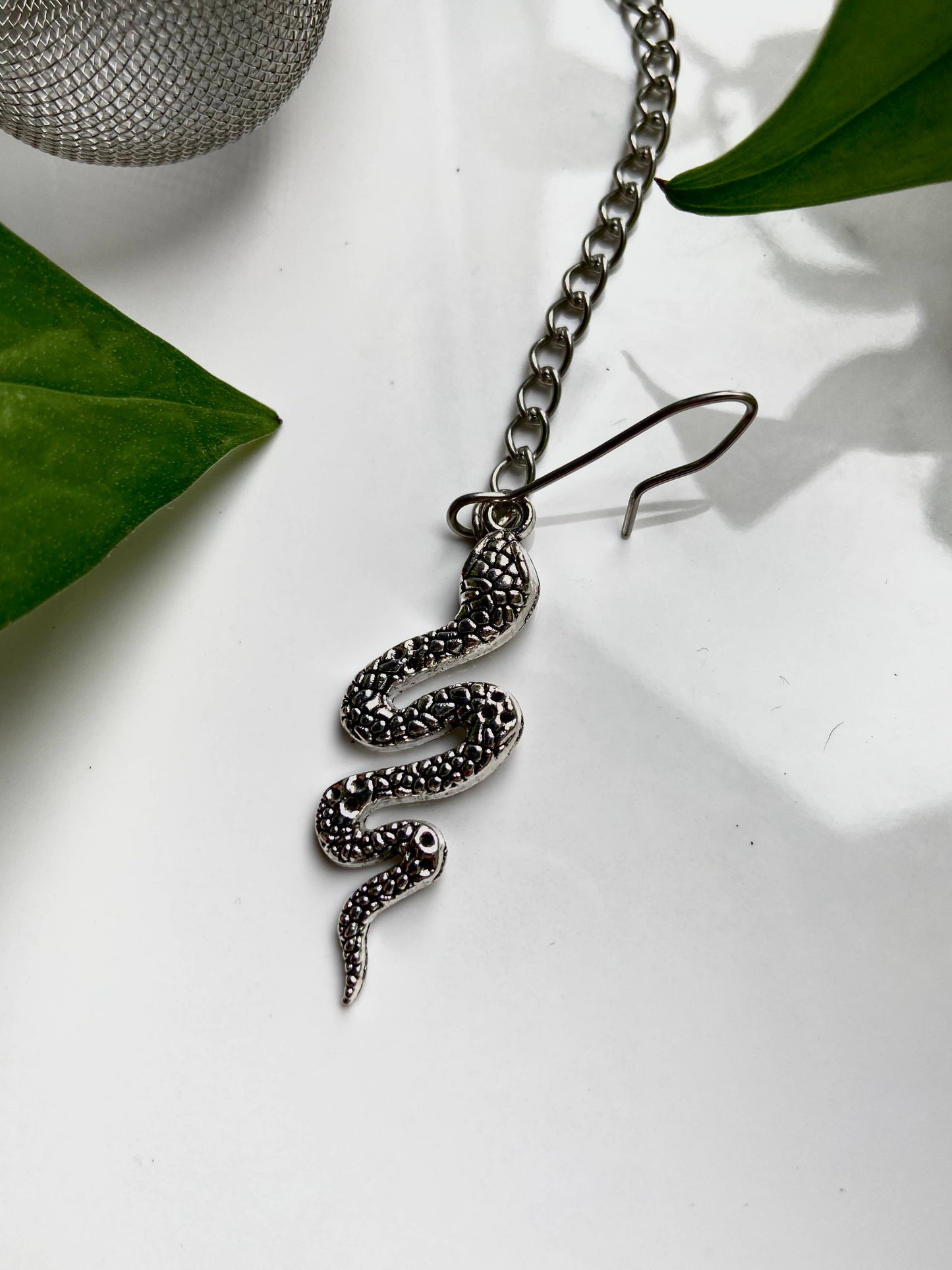 Silver Snake Witchy Tea Ball Infuser – 2" Stainless Steel Loose Leaf Strainer