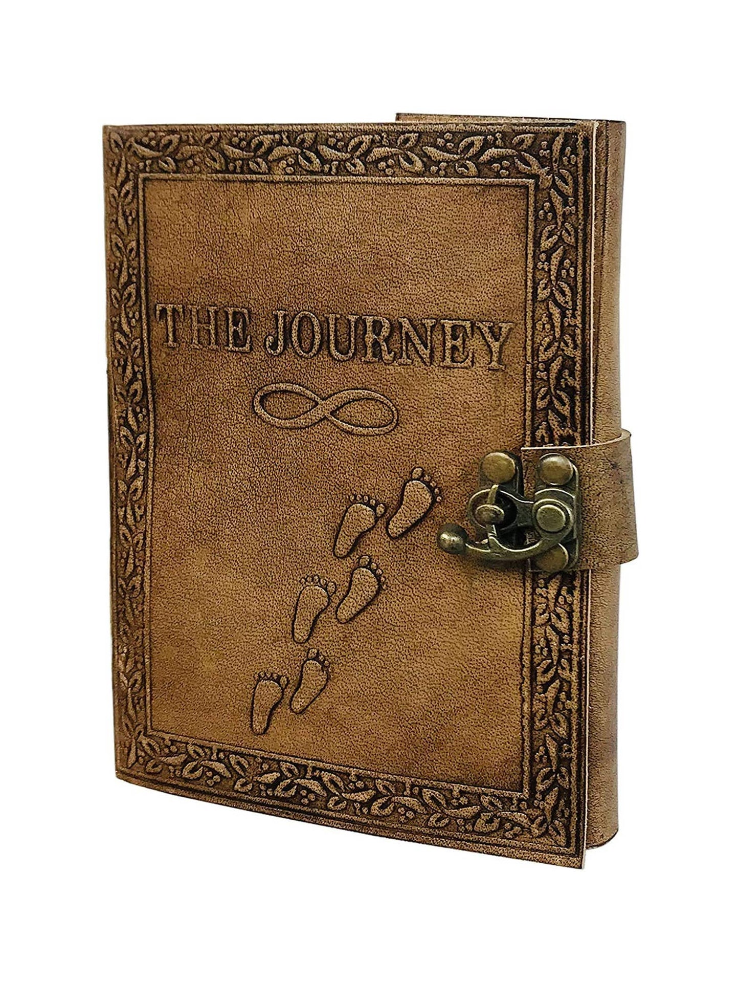 Embossed Leather Journal diary with 200 Handmade pages