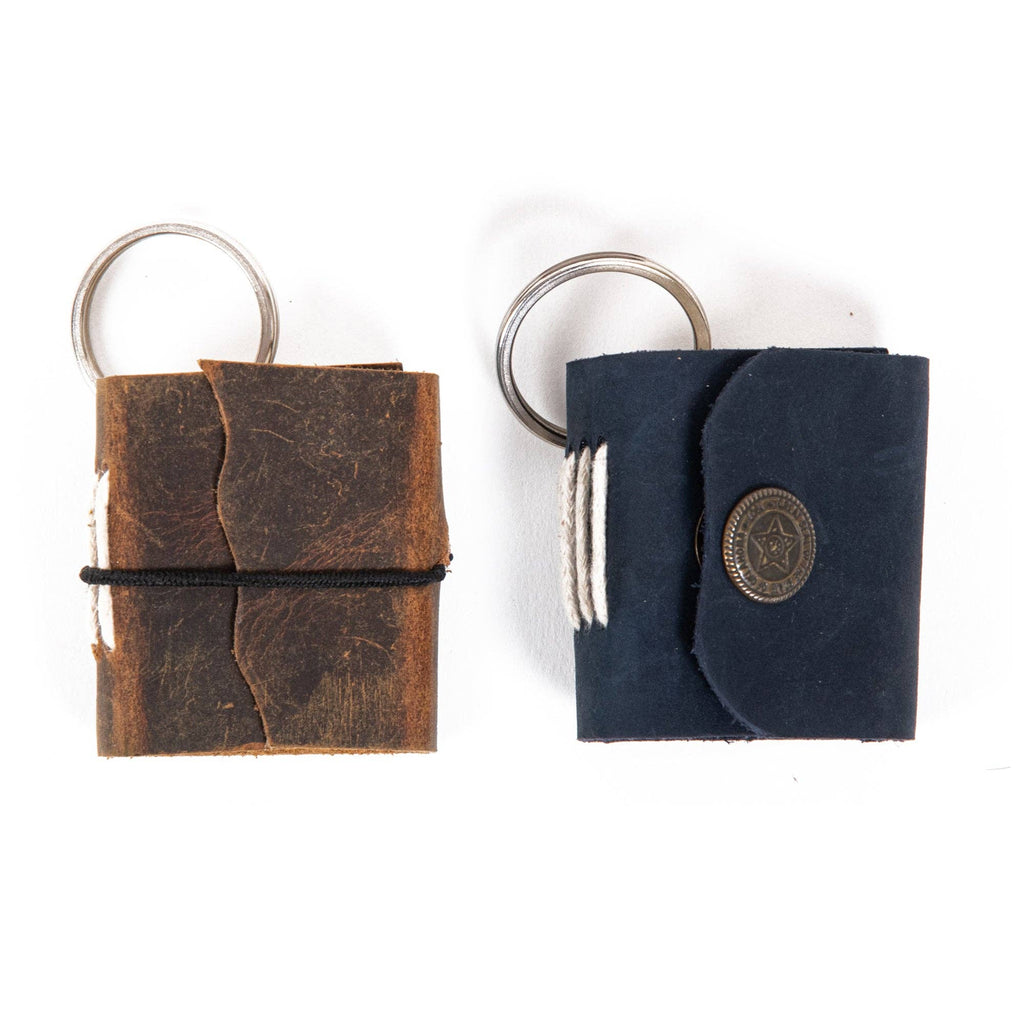 Miniature Leather Journal Keychain - Handmade Pocket Diary