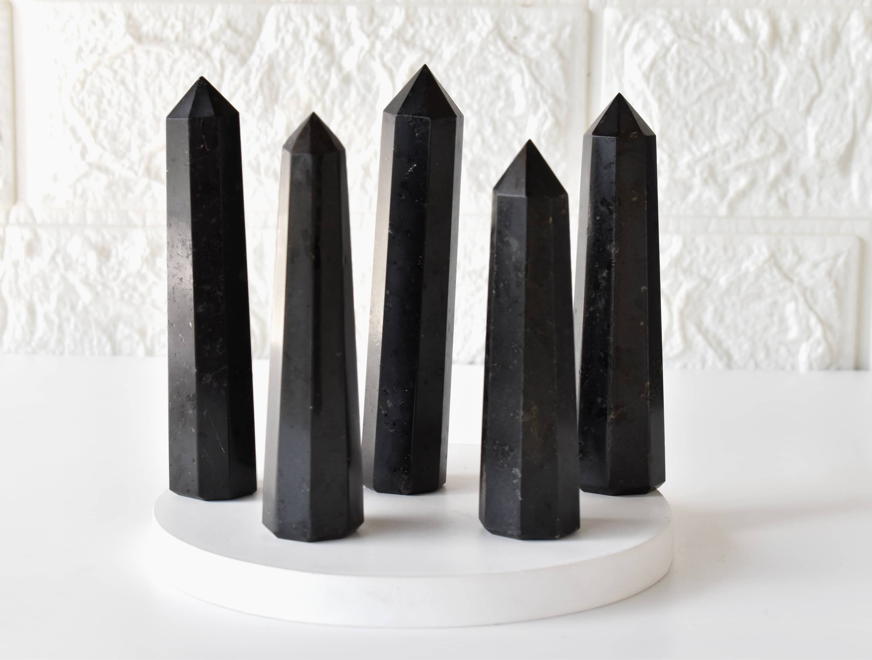 Black Tourmaline Crystal Tower | Healing Obelisk Point | Natural Gemstone Tower