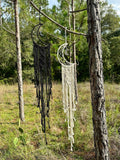 Crescent Moon Macrame Dream Catcher - Boho Wall Hanging with Moon Charm