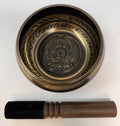 4.50 Inch Black Mantra Bowl - Buddha Carving