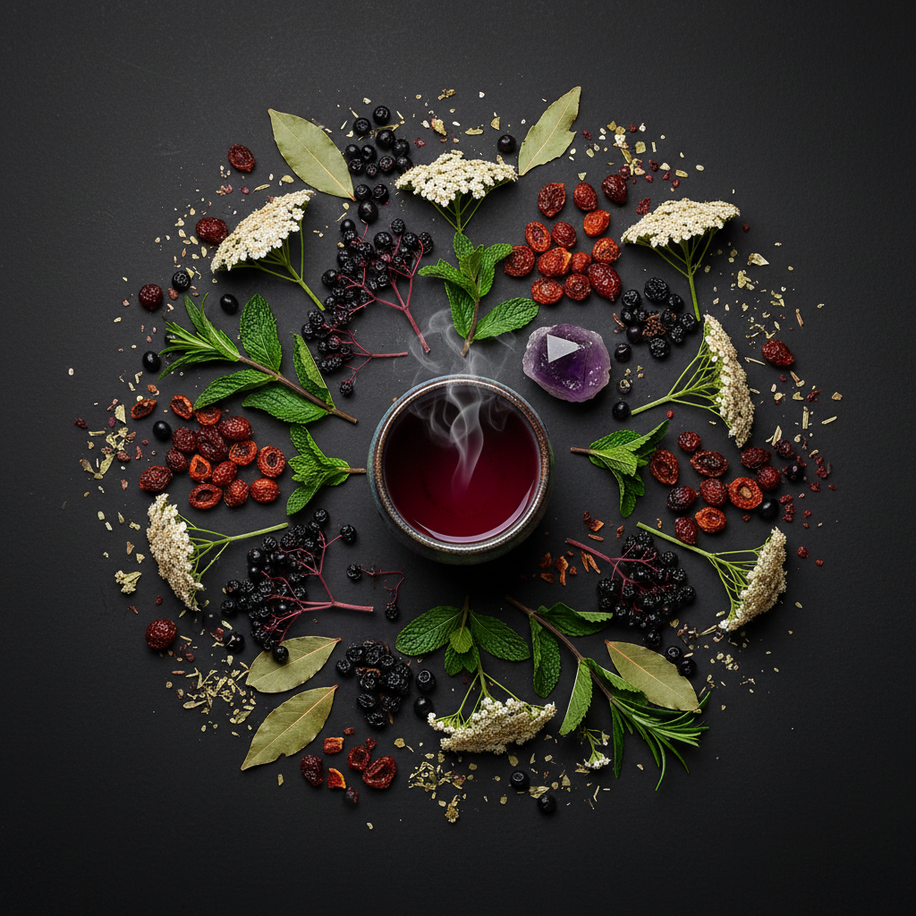 Elderberry Mint Flat Lay