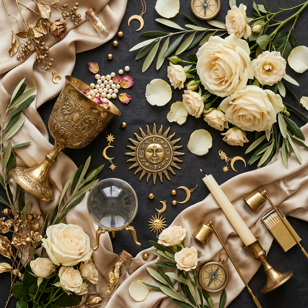 Elegant Essence props flat lay
