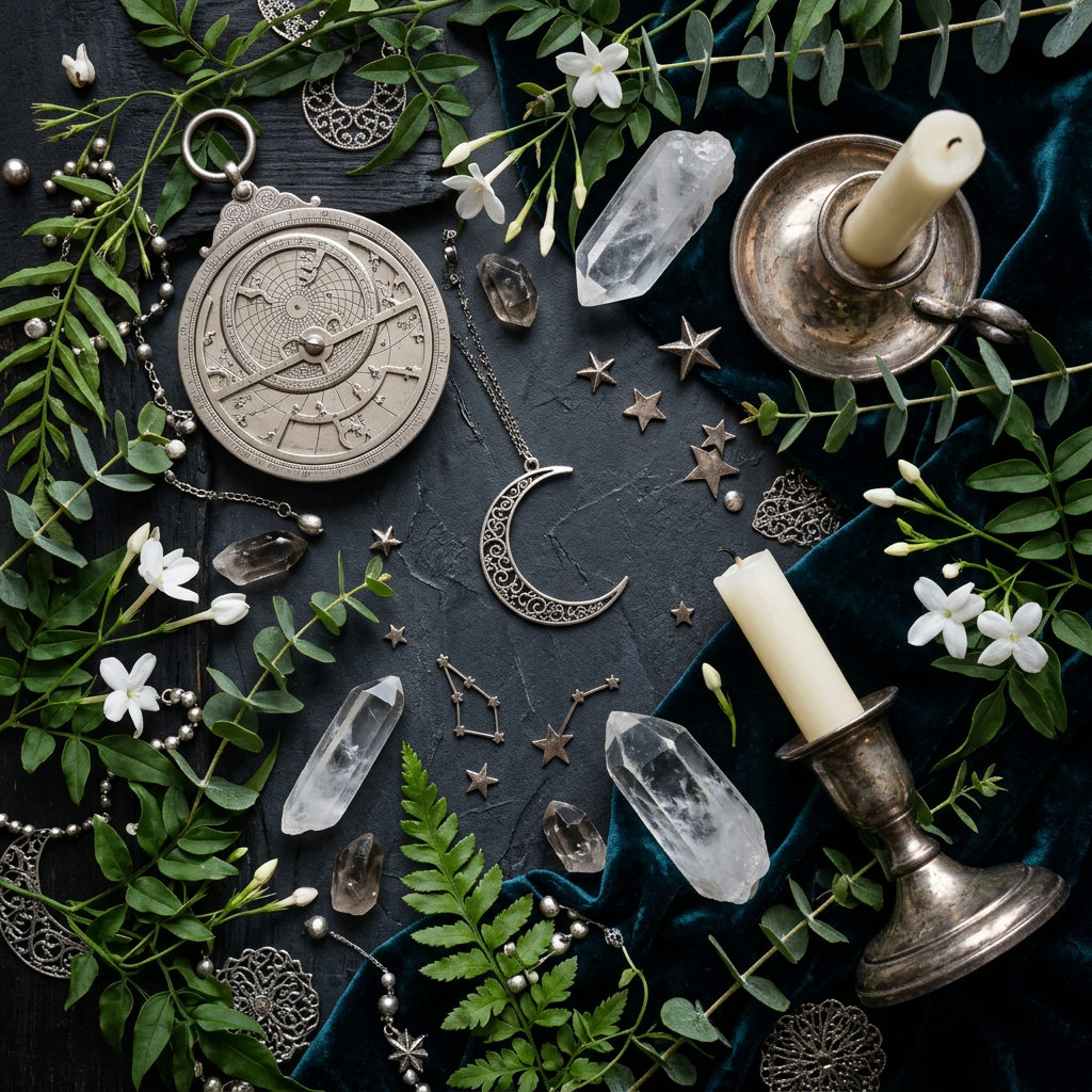 Elysian Radiance celestial props-only flat lay