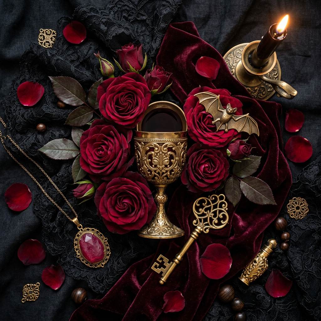Eternal Bloodlust gothic flat lay